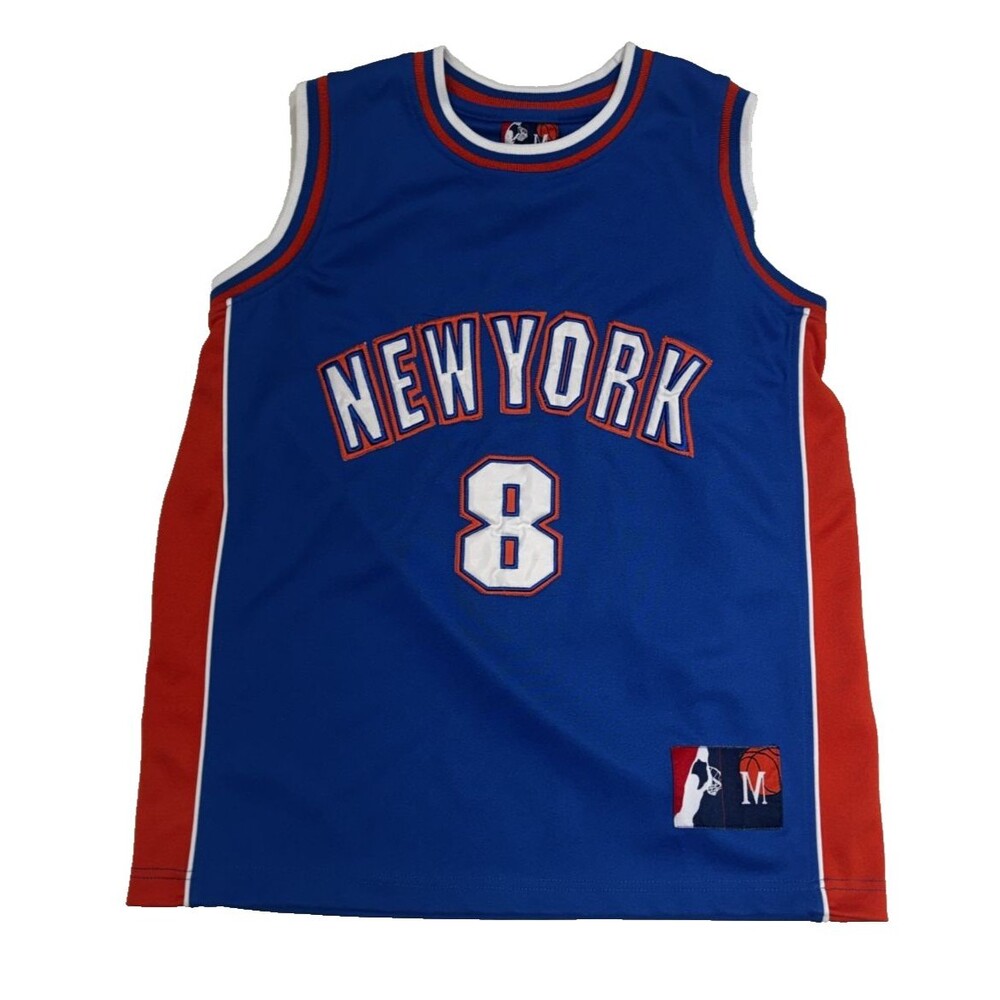 New York Knicks Basketball Jersey #8 Medium Youth Blue Throwback Replica NBA